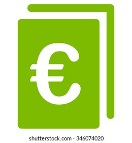 Euro File vector icon. Style is flat symbol, eco green color, rounded angles, white background.