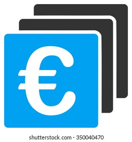 Euro Finances vector icon. Style is bicolor flat symbol, blue and gray colors, rounded angles, white background.