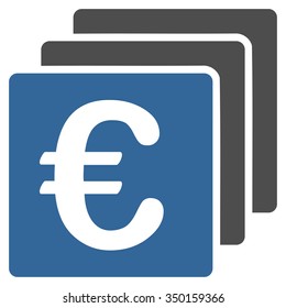 Euro Finances vector icon. Style is bicolor flat symbol, cobalt and gray colors, rounded angles, white background.