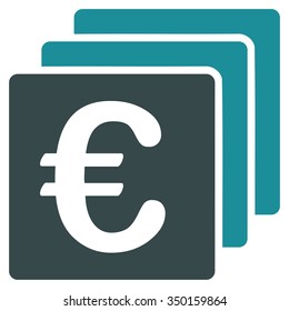 Euro Finances vector icon. Style is bicolor flat symbol, soft blue colors, rounded angles, white background.