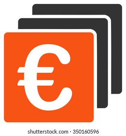 Euro Finances vector icon. Style is bicolor flat symbol, orange and gray colors, rounded angles, white background.