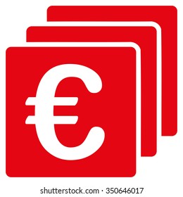 Euro Finances vector icon. Style is flat symbol, red color, rounded angles, white background.