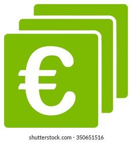 Euro Finances vector icon. Style is flat symbol, eco green color, rounded angles, white background.