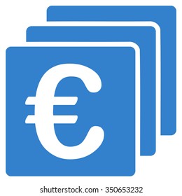Euro Finances vector icon. Style is flat symbol, cobalt color, rounded angles, white background.