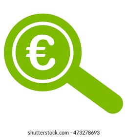 Euro Financial Audit icon. Vector style is flat iconic symbol, eco green color, white background.