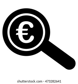 Euro Financial Audit icon. Vector style is flat iconic symbol, black color, white background.