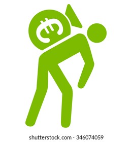 Euro Financial Courier vector icon. Style is flat symbol, eco green color, rounded angles, white background.
