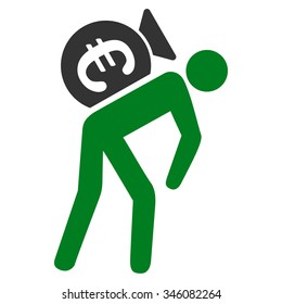 Euro Financial Courier vector icon. Style is bicolor flat symbol, green and gray colors, rounded angles, white background.