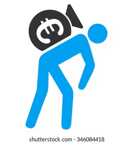 Euro Financial Courier vector icon. Style is bicolor flat symbol, blue and gray colors, rounded angles, white background.