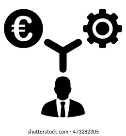 Euro Financial Development icon. Vector style is flat iconic symbol, black color, white background.