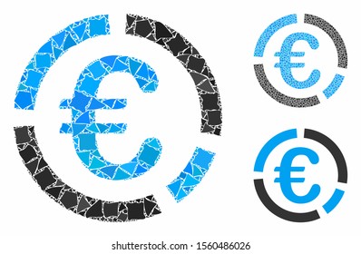 Euro financial diagram mosaic of ragged pieces in various sizes and shades, based on Euro financial diagram icon. Vector abrupt pieces are united into collage.