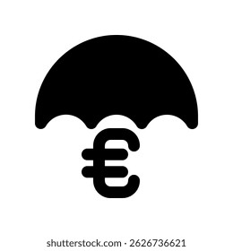 Euro Financial Protection Icon Depicting Economic Security and Risk Management