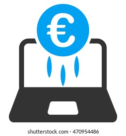 Euro Financial Startup icon. Vector style is bicolor flat iconic symbol with rounded angles, blue and gray colors, white background.