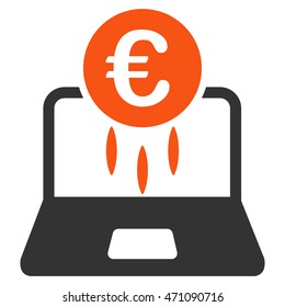 Euro Financial Startup icon. Vector style is bicolor flat iconic symbol with rounded angles, orange and gray colors, white background.