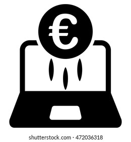 Euro Financial Startup icon. Vector style is flat iconic symbol with rounded angles, black color, white background.