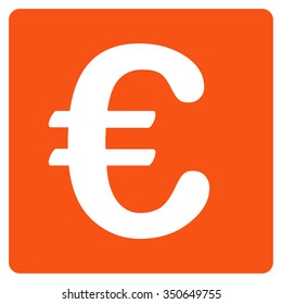 Euro Financial vector icon. Style is flat symbol, orange color, rounded angles, white background.