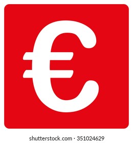 Euro Financial vector icon. Style is flat symbol, intensive red color, rounded angles, white background.