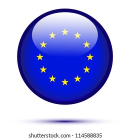 Euro flag button isolated on white