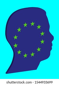 Euro Flag in Man Head Shape 3D Vector illustration eps 10