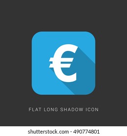 Euro Flat blue long shadow Icon / Logo Design