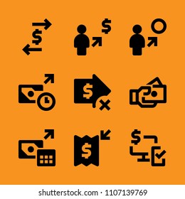 euro, flat, document and money icon set. Vector illustration for web and design.