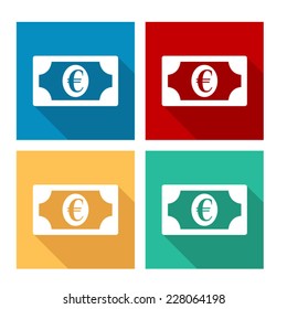 euro - flat icon with long shadow