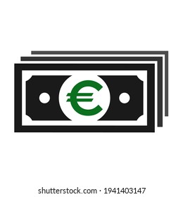 Euro flat icon sign vector. Paper money symbol isolated on white background, Business graphic illustration .