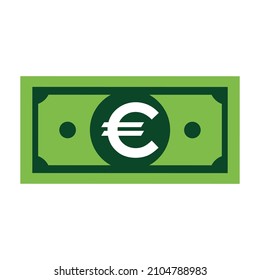 Euro flat icon sign vector. Paper money symbol isolated on white background, Business graphic illustration .