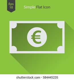 Euro Flat Icon. Simple Sign Of Money. Vector Illustrated Symbol