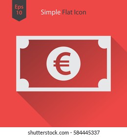 Euro Flat Icon. Simple Sign Of Money. Vector Illustrated Symbol