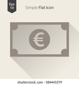 Euro Flat Icon. Simple Sign Of Money. Vector Illustrated Symbol