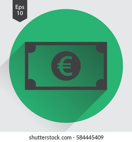 Euro Flat Icon. Simple Sign Of Money. Vector Illustrated Symbol