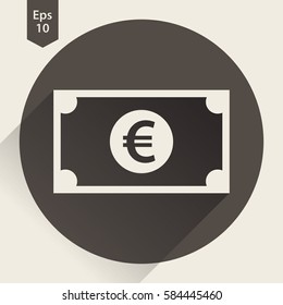 Euro Flat Icon. Simple Sign Of Money. Vector Illustrated Symbol