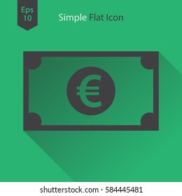 Euro Flat Icon. Simple Sign Of Money. Vector Illustrated Symbol