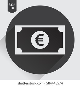 Euro Flat Icon. Simple Sign Of Money. Vector Illustrated Symbol