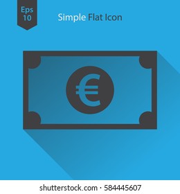 Euro Flat Icon. Simple Sign Of Money. Vector Illustrated Symbol
