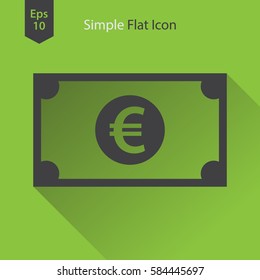 Euro Flat Icon. Simple Sign Of Money. Vector Illustrated Symbol