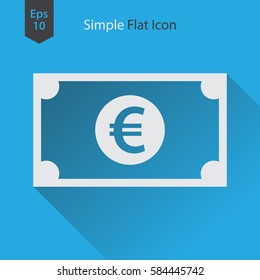 Euro Flat Icon. Simple Sign Of Money. Vector Illustrated Symbol