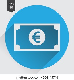 Euro Flat Icon. Simple Sign Of Money. Vector Illustrated Symbol