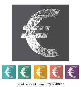 Euro flat icon. Vector illustration. 
