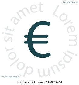 Euro flat icon. Vector illustration.