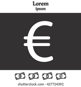 Euro flat icon. Vector illustration.