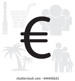 Euro flat icon. Vector illustration.