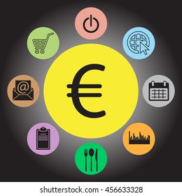 Euro flat icon. Vector illustration.