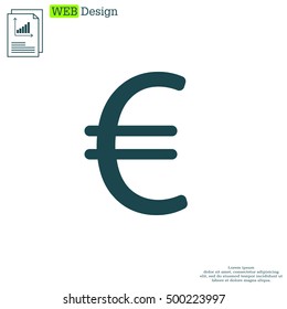 Euro flat icon. Vector illustration.