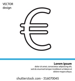 Euro flat line icon. Vector illustration.
