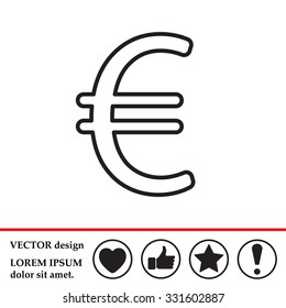 Euro flat line icon. Vector illustration.