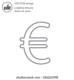 Euro flat line icon. Vector illustration.