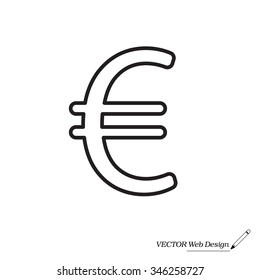Euro flat line icon. Vector illustration.