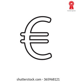 Euro flat line icon. Vector illustration.